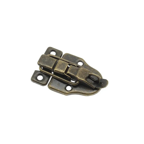 Two Pack Old School Duckbilled Toggle Hasp Latch Kit in Bronze Finish close-up showing the intricate metalwork with screws visible.