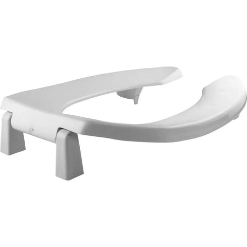 Elongated White Toilet Seat With 2 Inch Lift Raised Open Front For Easier Sitting Long Lasting Solid Plastic Commercial STA Tite Fastening System