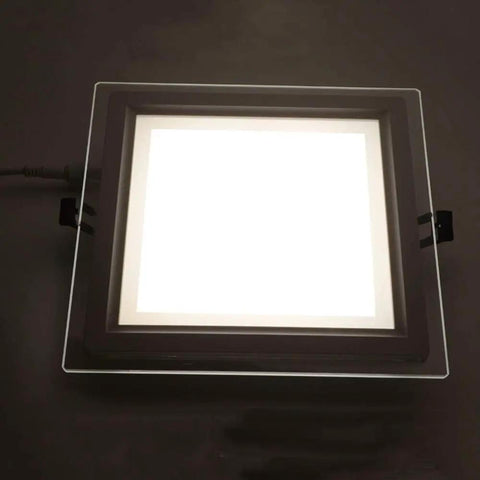 Recessed Lighting Housing Trim Kits Hallway Ultra Thin Square Recessed Led Downlight Commercial Embedded Spotlight Glass Panel Ceiling Lights for Home Living 6000k White Light_6w in sleek modern design with glass panel.