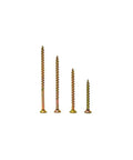 Four yellow zinc screws from Woodworking Screw Set For DIY Projects Coarse Thread Bugle Head Yellow Zinc Drywall Screws DIY Friendly Heavy Duty 100 Piece Assortment Kit 38mm Length For Wood To Wood Construction And Framing