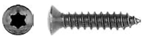 Eight Pack T15 Torx Oval Head Screws Measuring Number 8 X Three Quarter Inch In Sleek Black Coating, showing head and threaded shaft.