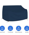 Outdoor Loveseat Cover Weatherproof 12 Oz PVC Coated Polyester Patio Sofa Cover With Air Vents And Drawstrings Keeping Dry Fit 54W x 35H x 37D, Blue