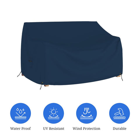 Outdoor Loveseat Cover Weatherproof 12 Oz PVC Coated Polyester Patio Sofa Cover With Air Vents And Drawstrings Keeping Dry Fit 54W x 35H x 37D, Blue