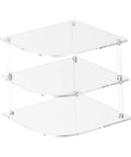 Acrylic Corner Shelf Cabinet 3 Tier Plate Rack Storage Organizer for cups dishes and water glasses in small kitchen
