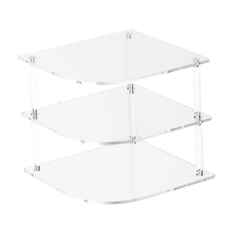 Acrylic Corner Shelf Cabinet 3 Tier Plate Rack Storage Organizer for cups dishes and water glasses in small kitchen