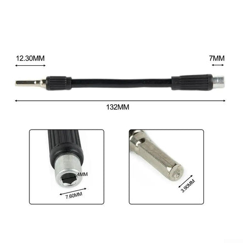 Flexible Shaft Screwdriver Extension 5.1 Inch Hex Shank For Tight Spots And Weird Angles, Makes Tough Jobs Easy With Bending Reach Tool showing 132mm long shaft.