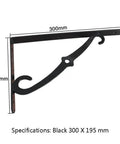 Rock Solid Wrought Iron Shelf Brackets Heavy Duty Corner Triangle Supports For Indoor Bookshelves Kitchen Cabinets Wall Mounted Display And Storage Rack Systems, black 300x195 mm design.