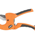Ratcheting PVC Pipe Cutter For One Handed Use That Cuts One And A Quarter Inch ID PVC CPVC And PEX Lightweight Tool with Soft Grips
