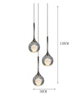 Modern Stair Chandelier Pendant Lights Indoor Lighting Ceiling Lamp with three hanging spheres 30CM wide and 150CM drop.