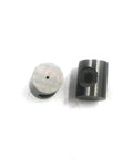 Dialine waterjet mixing chamber spare parts; two silver metal cylinders with central bores