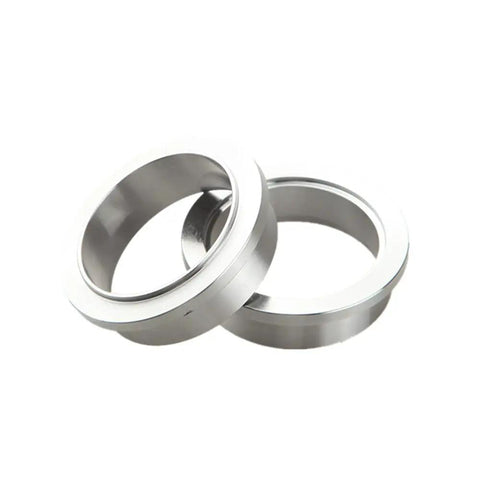 2.25 Inch Self Aligning V Band Clamp Kit With 2.25 Inch Stainless V Band Clamp And CNC Billet Mild Steel Flanges close-up view