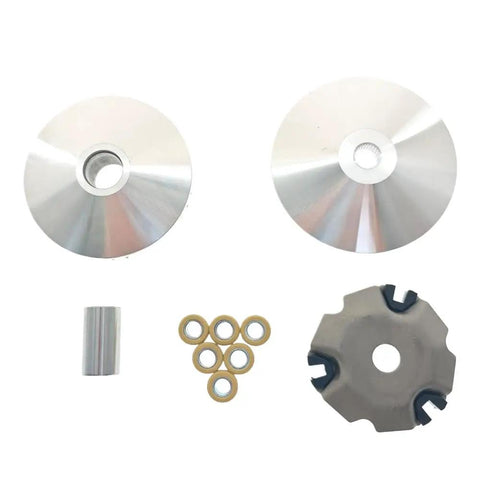Heavy Duty GGC110 Variator Drive Face Pulley Assembly Fits Industrial Conveyor And Material Handling Systems With Cast Iron Housing For Smooth Variable Speed Power Transmission No Fuss, parts layout including pulleys and bearings.