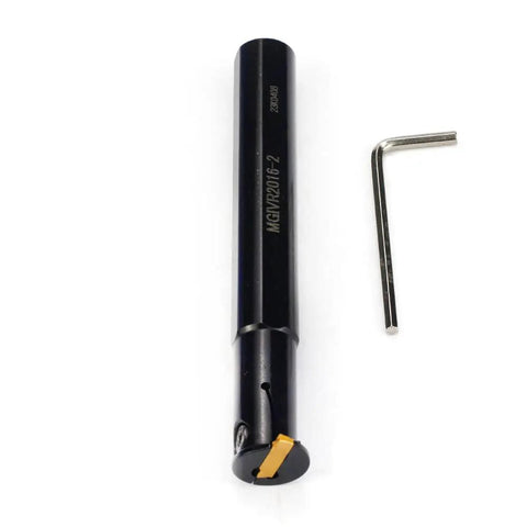 Five Eighth Inch Shank Grooving Cutoff Tool Holder Boring Bar With Four Point Nine Inch Overall Length For Pro Grade Tool Life And Faster Cutting Low Friction Machining With Carbide Insert MGMN200 Model MGIVR2016-2 and hex key