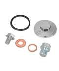 Grab This Slick Magnetic Oil Drain Kit For Your 139QMB or GY5 Q139 Scooter! chrome drain plug kit with O-ring, washers, and bolts