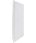 Heavy Duty Metal Wall Access Panel With Slick White Finish Flows Right Over 10 By 16 Inch Drywall Cutouts easy swing design view.