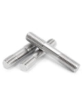 Close-up of stainless steel double-ended threaded studs, M8x30, five-piece set