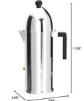 La Cupola Espresso Coffee Maker By Aldo Rossi Aluminum And Thermoplastic Resin 6 Cup Capacity Black Handle Classic Minimalist Design