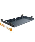 Heavy Duty Under Desk Keyboard Tray Rolling Butter Smooth Ball Bearing Slides And Comfy Wrist Rest Keeps Your Clean Setup Super Organized Gray Finish, side view.