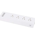 Totally Smooth Smart Power Strip With Four Wall Outlets And Four USB Charging Ports, white with heavy duty design.