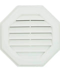 Front view of 22 Inch Octagon Gable Vent With Screen, Two Piece Construction, White, UV Protected Through Color, Maintenance Free.