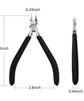 5 Inch Model Nippers With Ultra Thin Single Edge Blades And Plastic Case For Gundam Model Kits, shown with measurements