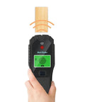 5-in-1 for stud Finder Wall Scanner for Wood Metal AC Wire Detection with Edge Finding Mode Deep Scan up to 1.5 Inch held above wood.