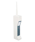 Hella Nostalgic White Retro Brick Cell Phone Model Ornament For Office Desk Decor Vintage 80S 90S Throwback Piece With Cool Industrial Vibe And Serious Charm Style Details - detailed white plastic brick phone ornament with antenna.