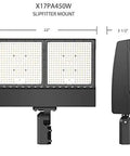 Built Tough Commercial LED Floodlight 3 Way Adjustable Wattage 250W 350W 400W Heavy Duty Outdoor Security Light slipfitter mount dimensions