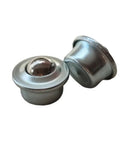 50 Pack 5/8 Inch Ball Transfer Bearings Set for Industrial Conveyors, carbon steel ball transfer units with universal base visible.
