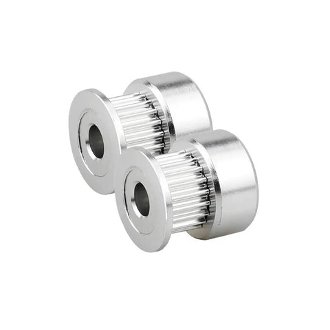 Upgrade Your Printer With GT2 Timing Pulley 20 Teeth 5mm Bore And 6mm Belt Kit Plus Idler Wheels Tensioners For Smooth Printing Action, two silver pulleys