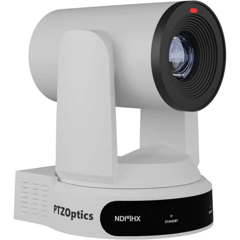 Slick 4K PTZ Camera Five Pack With 30x Optical Zoom And Crisp Streaming Includes Pro Joystick Controller shown from side angle with lens focus.