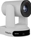 Plug And Go 4K PtZ Camera Bundle Pack Of Three With Thirty X Optical Zoom Sdi Hdm Usb Ip Hookups Joystick Thumbwheel shown at angle.