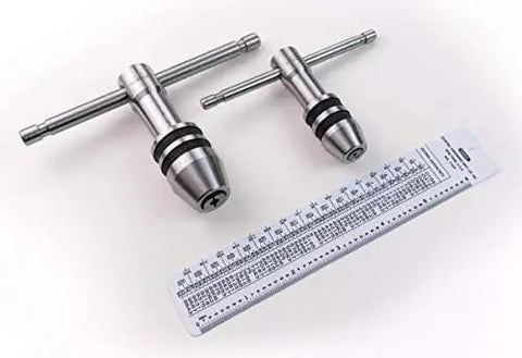 Two Piece Tap Wrench Set With Sliding T Handle And Reference Table For Zero To One Half Inch Taps Ideal For Precise Threading And Straight Holes In Metal Or Wood General Tools Professional Standard, showing front view with reference table included.
