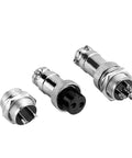 Rock Solid Gx20 Circular Electrical Connector Set With Male And Female Pin Housings, showing three metal connectors for secure installations.