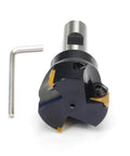 OSCARBIDE indexable end mill, 3/4'' shank, 2'' diameter, 3-flute TP32 carbide inserts, front view