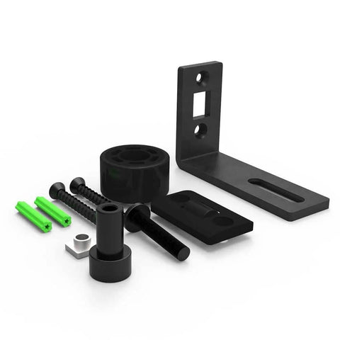 Adjustable Floor Guide For Sliding Barn Doors Black, Wall And Door Bottom Roller Guard, Quiet Smooth Operation components