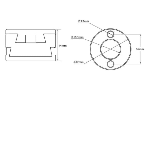 Premium 16mm Oldham Coupling For T8 Z-Aaxis Screw Fixes Hot Bed Printing Swing On CNC Machines With Flexible Shaft Reduces Vibration And Boosts Accuracy Super Easy Install Plus Compact Design Saves Space While Upgrading Your 3D Printer Game With, 16mm schematic