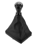 Upgrade Your Ride With This Sleek Black Manual Transmission Gear Shift Knob And Boot Replacement Kit For Peugeot 206 And 406 Models Featuring An Ergonomic Curved Design That Delivers A Grippy, Non-Slip Feel Perfect For Drifting Or Daily Cruising. Black manual gear shift knob and boot kit for Peugeot 206 and 406, front view