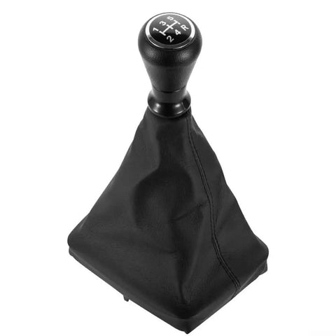 Upgrade Your Ride With This Sleek Black Manual Transmission Gear Shift Knob And Boot Replacement Kit For Peugeot 206 And 406 Models Featuring An Ergonomic Curved Design That Delivers A Grippy, Non-Slip Feel Perfect For Drifting Or Daily Cruising. Black manual gear shift knob and boot kit for Peugeot 206 and 406, front view