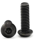Black Oxide 18-8 Stainless Steel Button Head Socket Cap Screws 5/16-18 x 3/4 Inch Hex Drive 3/16 Inch 2,500 Pack shown up close