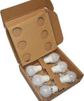Open box of LED A19 Light Bulbs 9W 60 Watt Equivalent Dimmable Soft White 2700K E26 Base Energy Efficient Long Lasting 10000 Hour Lifespan 6 Pack