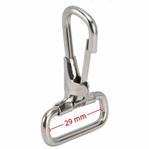 Close-up of Five Pack 304 Stainless Steel Top Snap Hooks 28mm Quick Release Boat Shackles Spring Clips with 29mm opening