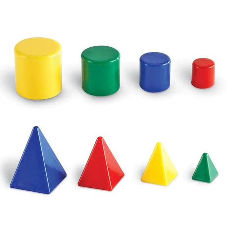 GeoSolids 3D Geometry Shapes Set For Hands On Learning Includes Cubes Cones Spheres Pattern Blocks And Colorful Solids