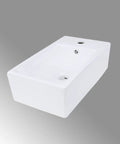 Rectangular White Ceramic Vessel Sink For Countertop Install With RenoGloss Finish, Overflow, 17.85 Inch Wide By 9.44 Inch Deep