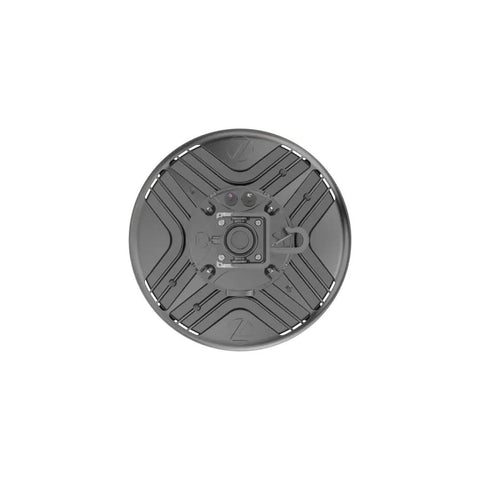 18,000 Lumen LED High Bay Light 4000K Cool White 80 CRI, bottom view, white die cast aluminum housing, industrial design