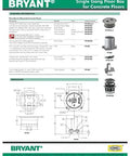 Diagram of Preassembled Flange Cover And Leveling Ring For Floor Boxes Poured In Concrete With 15A 125V Outlet Included Brass Fits RF400