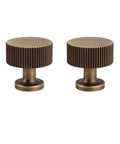 Antique Brass Cabinet Knob And Drawer Pulls Set, Vintage Dresser Hardware, Solid Brass Construction, 1 by 1 Inch, 2 Pack