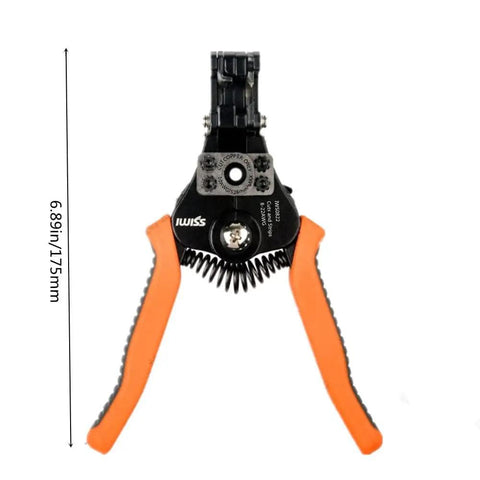 Durable Wire Stripper And Cutter Tool For 8 20 AWG Solid And 10 22 AWG Stranded Wire With Precision Stripping Holes, orange grips