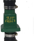PVC Check Valve One And A Half Inch Slip X Slip Unions With Smooth Radius Flapper, shown with clamps, easy install.