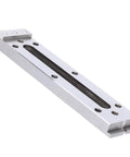 Pro-Grade High-Precision EDM Wire Cut Fixture Jig In S136 Steel With M8 Thread, side view showing steel finish, 8.66x1.97x0.59 inches.